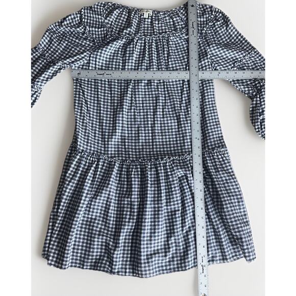 Max Studio Gingham Check Peasant Mini Dress Tunic Black White Size S - Picture 6 of 6